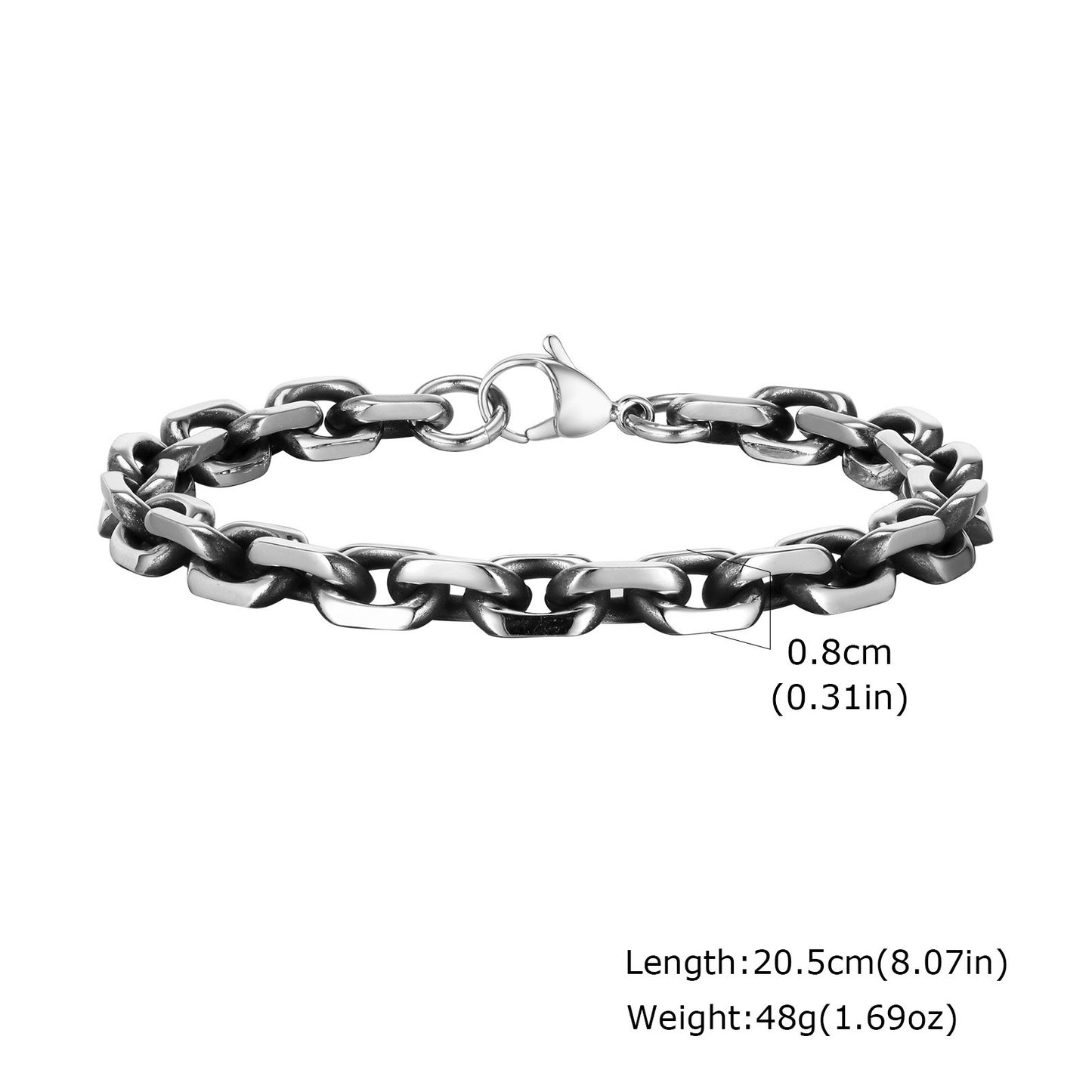 Kemstone Stainless Steel Faceted Chain Bracelet for Men BR2118
