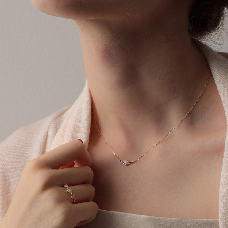 Anillo de ópalo de diseño original artesanal de Kemstone - Ajustable, plata S925, chapado en oro de 10 quilates