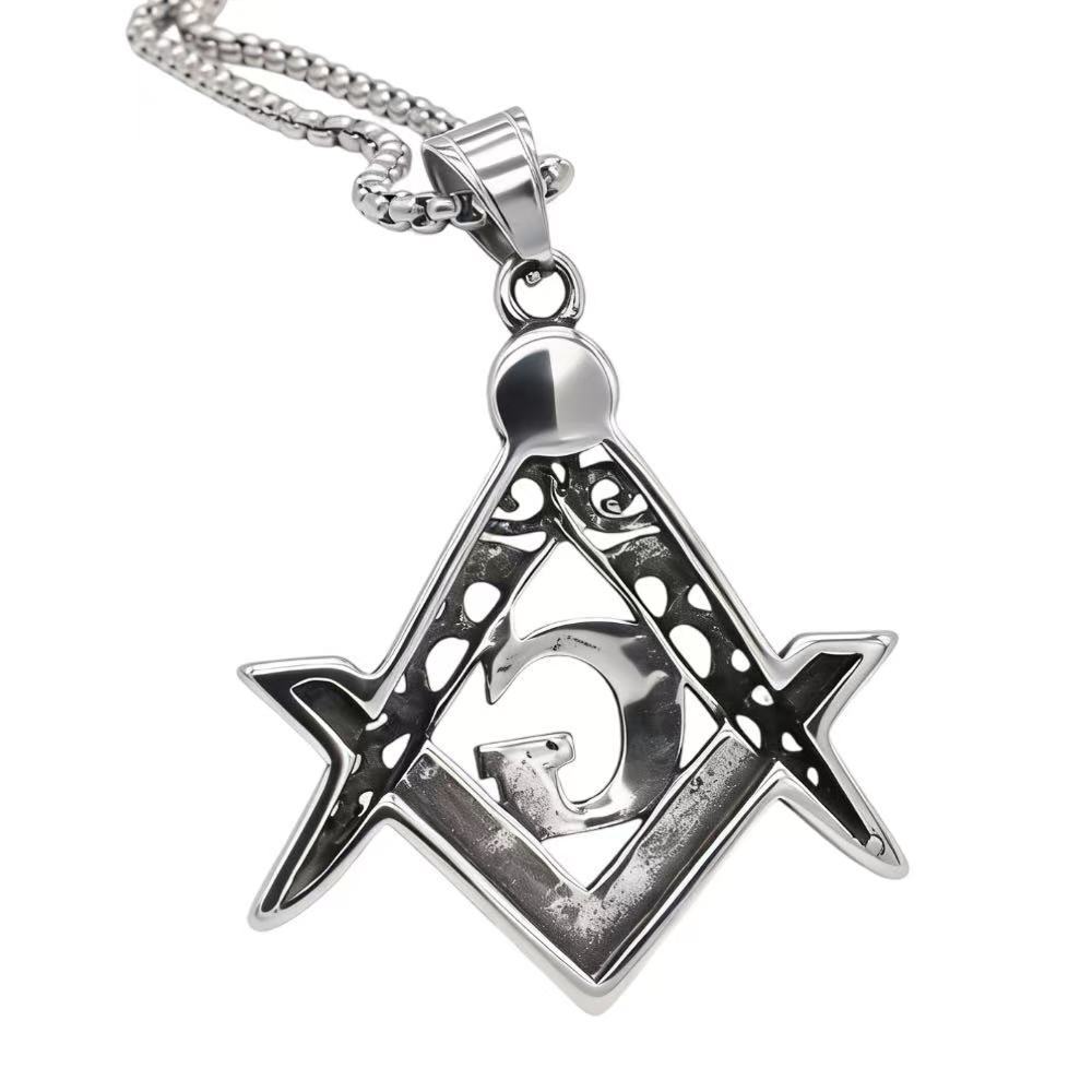 Kemstone G Letter Pendant Necklace Cubic Zirconia Stainless Steel for Men P1547