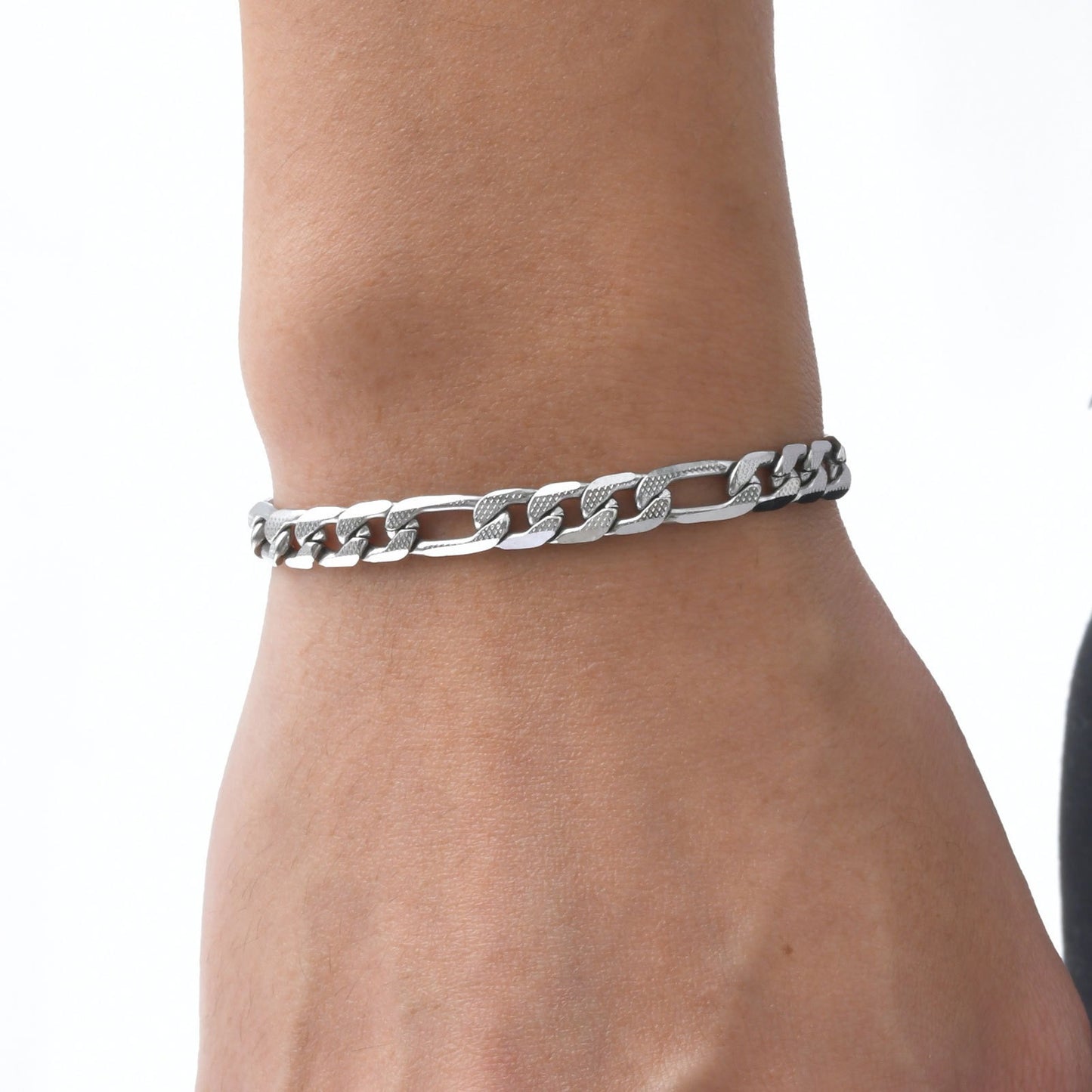 Pulsera Kemstone de acero inoxidable 3:1 con cadena NK de titanio y acero - 5 mm/7 mm, joyería unisex de oro y acero para uso diario BR-1076