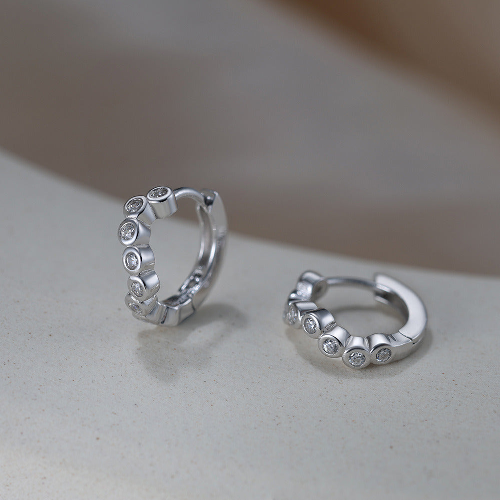 925 Sterling Silver Huggie Hoop Earrings for Women | CZ Pave Small Gold & Platinum Plated Handmade Jewelry by Kemstone A4-APE142