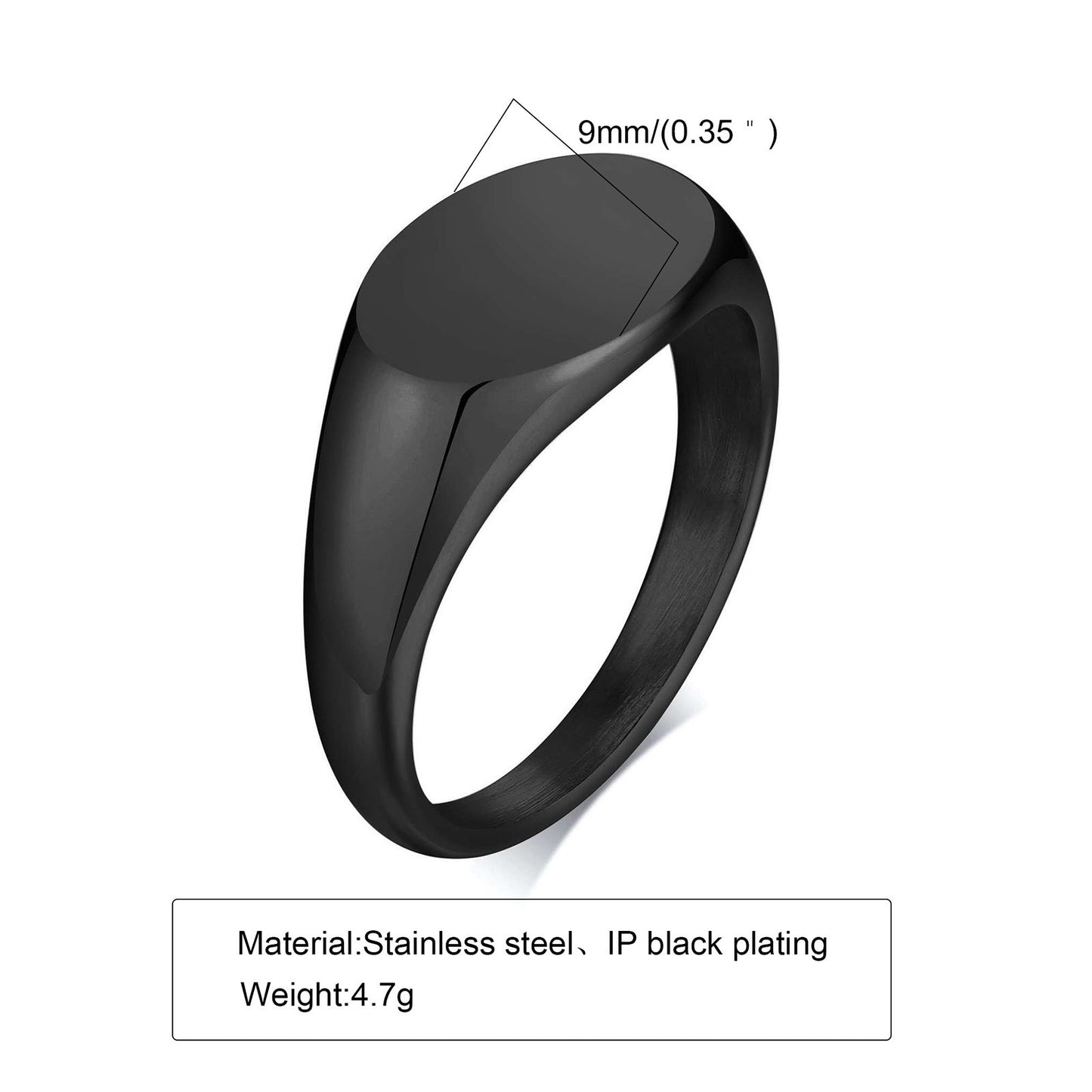 Anillo ovalado de acero inoxidable Kemstone - Joyería minimalista apilable de graduación para mujer RC-471