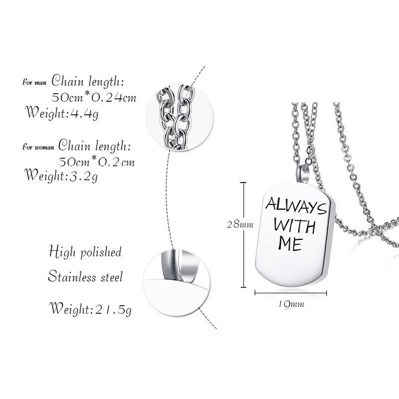 Kemstone Stainless Steel Cremation Urn Necklace – Memorial Jewelry PN-964