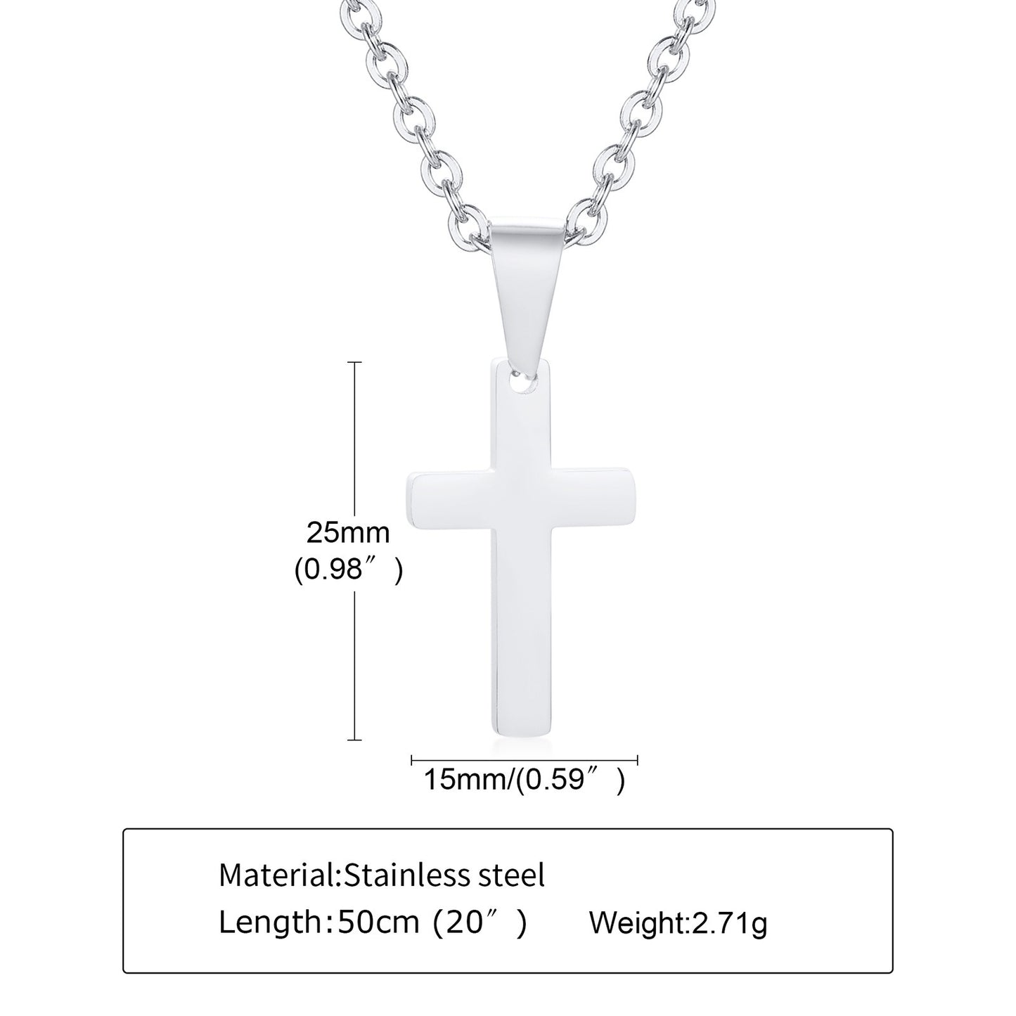 Collar con colgante de cruz de acero inoxidable Kemstone: joyería minimalista y ligera para hombres y mujeres PN-1479