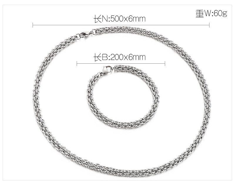 Set di catene in acciaio al titanio Kemstone da uomo – Duo collana e bracciale minimalisti KS139206-Z
