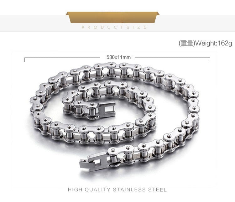 Kemstone Titanium Steel Bike Chain Necklace – Urban Style Cycling-Inspired Jewelry KN31603-K