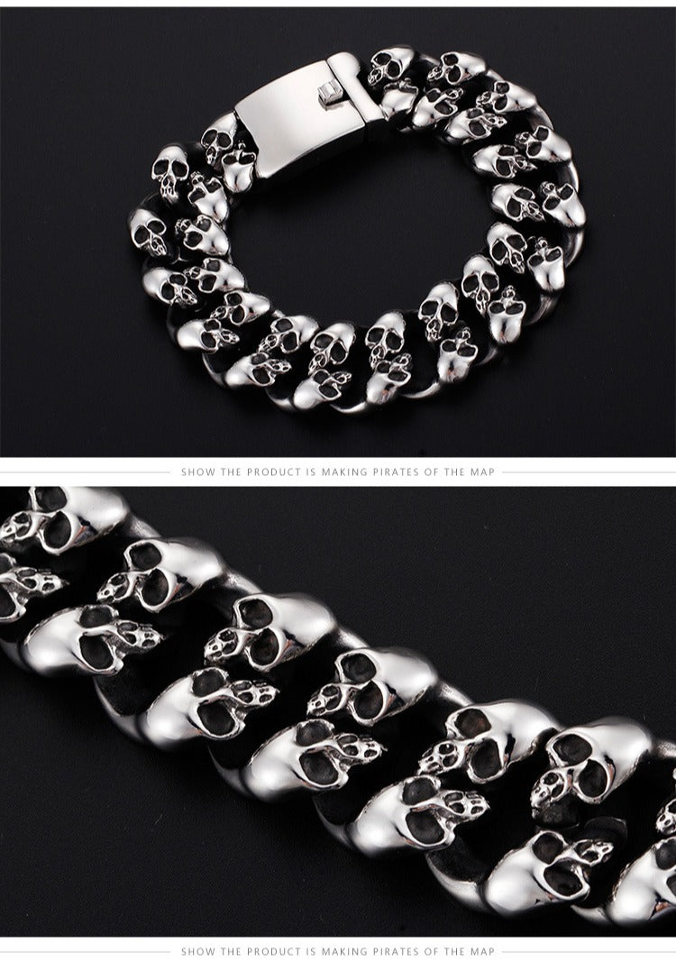 Bracciale a catena con teschio vintage Kemstone - Acciaio inossidabile Rebel Spirit KB78434-BD