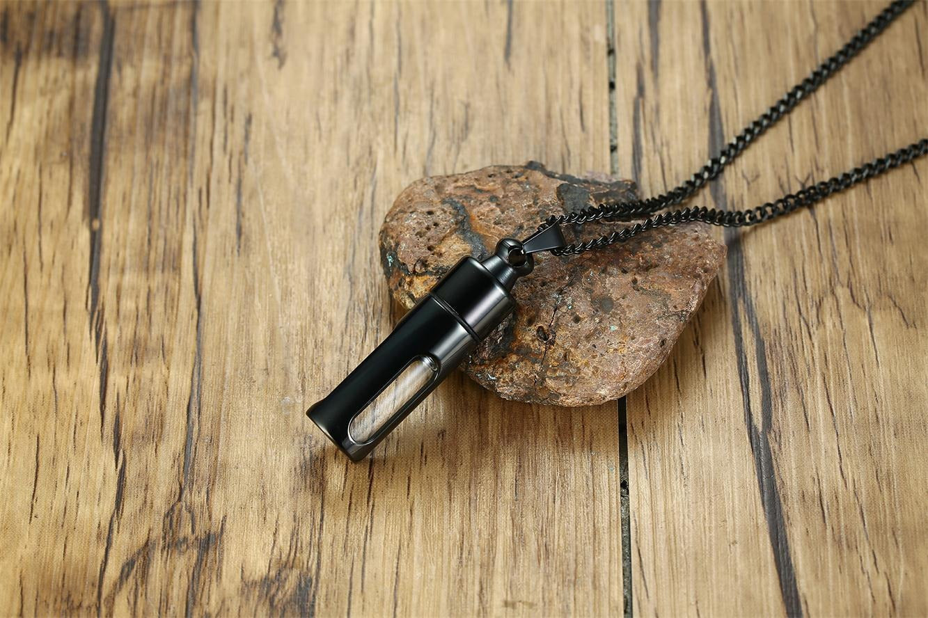 Viking Glass Perfume Bottle Pendant for Men – Stainless Steel Gothic Locket Necklace PN-720