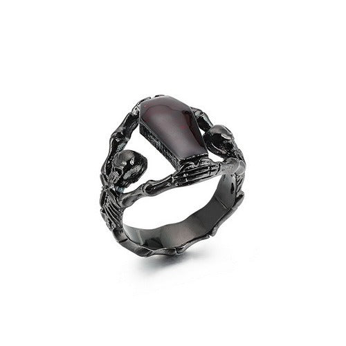 Anello a bara da vampiro gotico Kemstone - Gioiello punk in acciaio inossidabile con inserto in resina per uomo KR52409-K