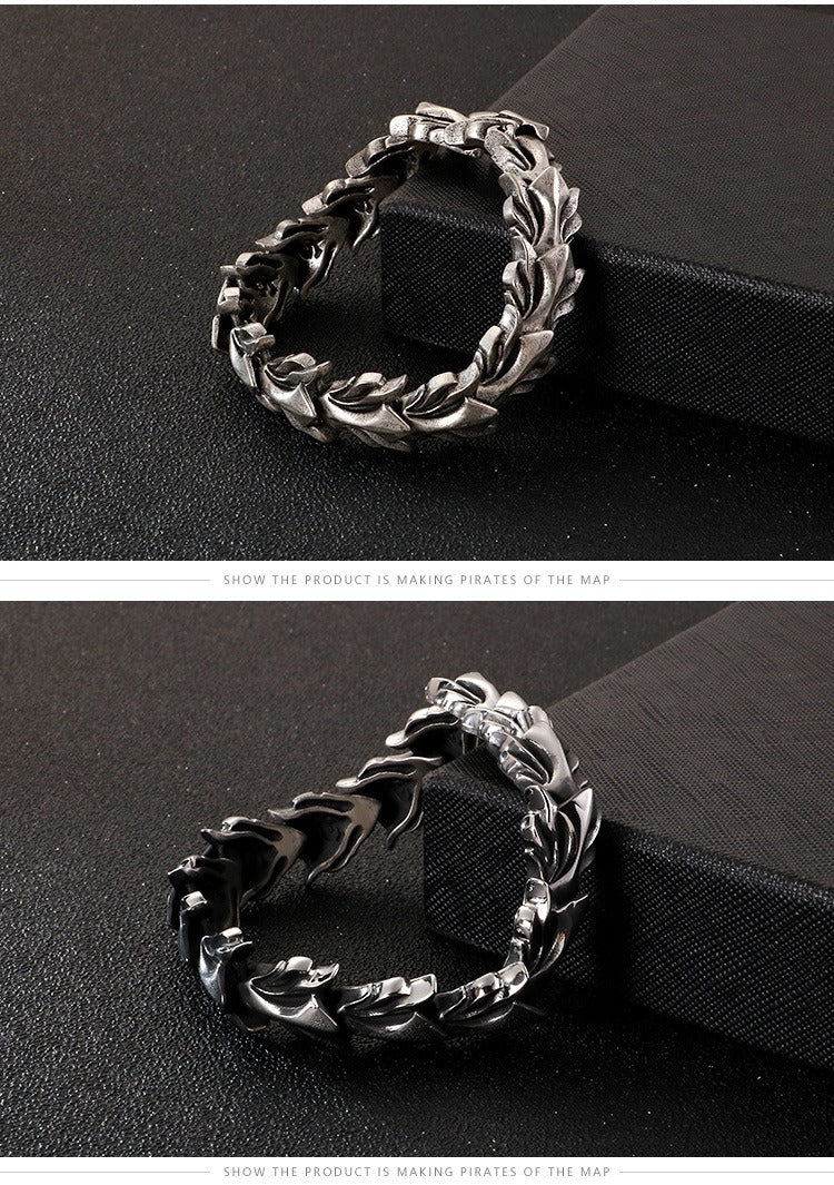 Kemstone Men's Titanium Steel Dragon Bone Chain - Urban Edge Bracelet for Everyday Boldness KB118446