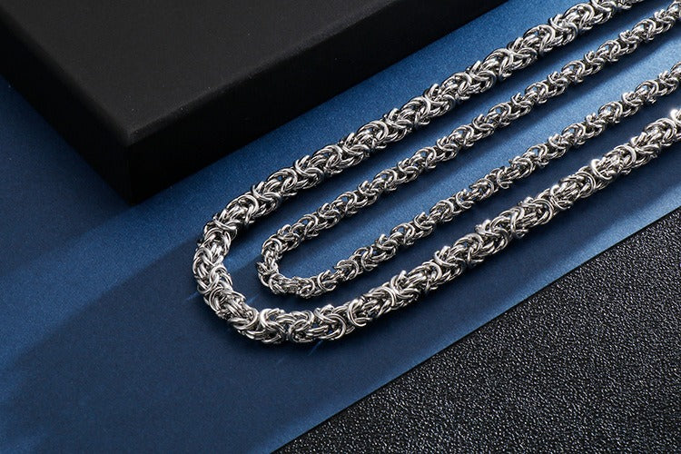 Kemstone Viking Dragonbone Chain Necklace for Men – Stainless Steel Biker Jewelry, 6-8mm KN93419-Z