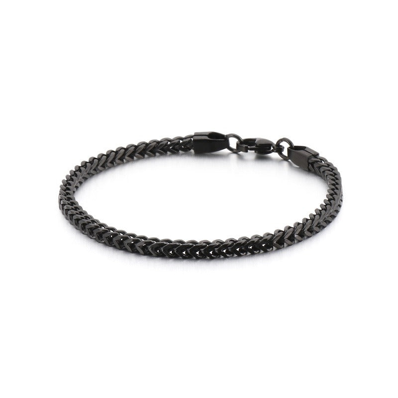 Kemstone Men’s Curb Chain Bracelet – Reversible Stainless Steel Streetwear in Gold, Silver, Black | KB129855-Z