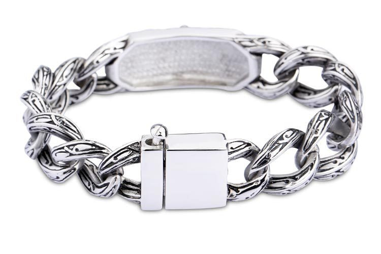 Kemstone Men’s Gothic Cross Bracelet – 17mm Vintage Stainless Steel Chain | KB15267-D