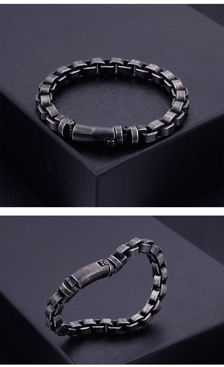 Kemstone Men’s Vintage Chain Link Bracelet – 316L Stainless Steel Rugged Minimalist Street Style KB95692-BD