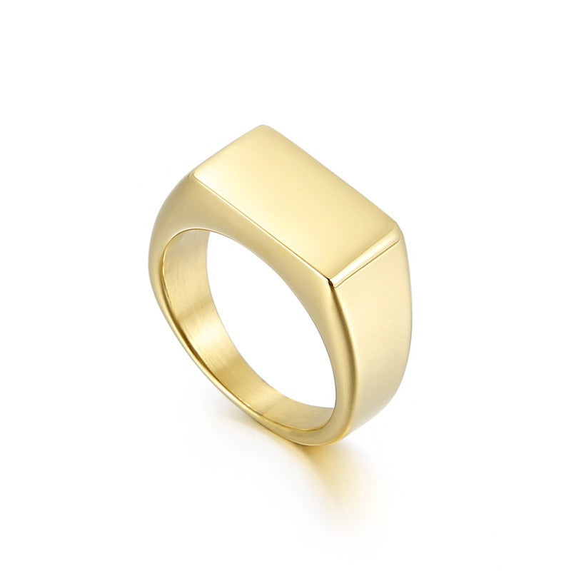 Kemstone Engravable Titanium Steel Ring for Men – Bold Geometric Edge, Custom Stainless Steel Statement Band KR92051