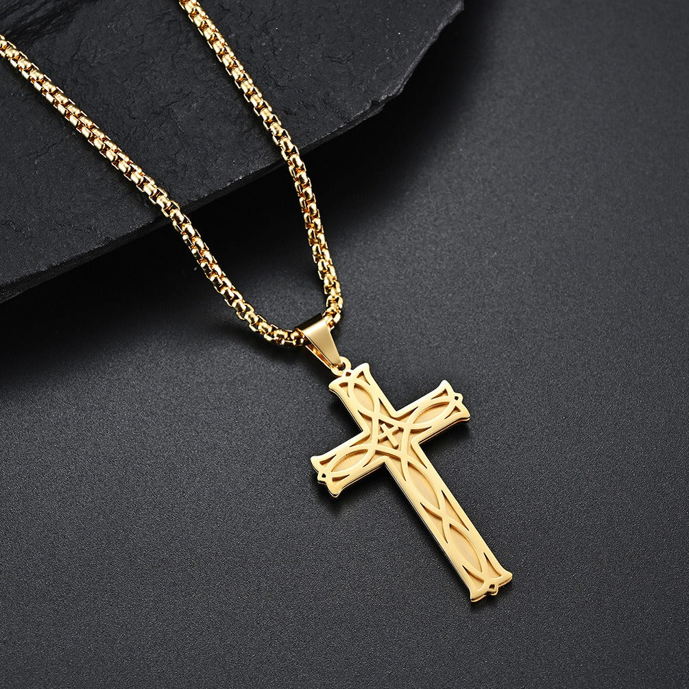 Kemstone Titanium Steel Celtic Cross Pendant Necklace – Faith Heritage Silver/Gold/Black K-PT263