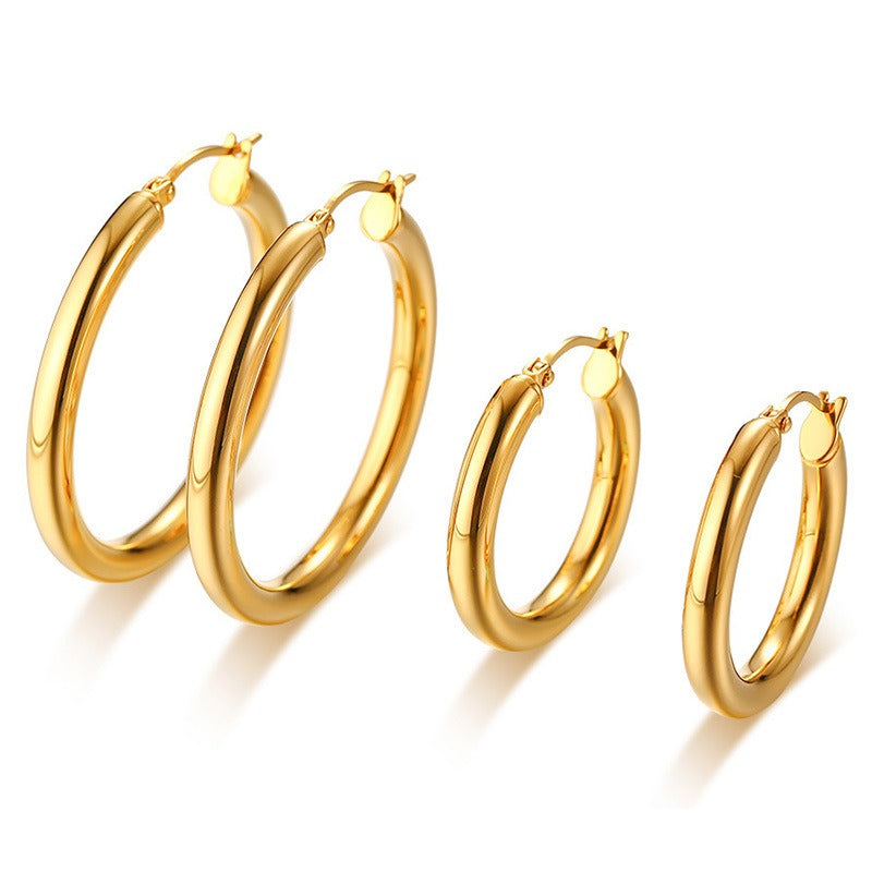 Aros minimalistas de acero y titanio Kemstone para mujer: oro y plata - Elegancia ligera y cotidiana EH-239