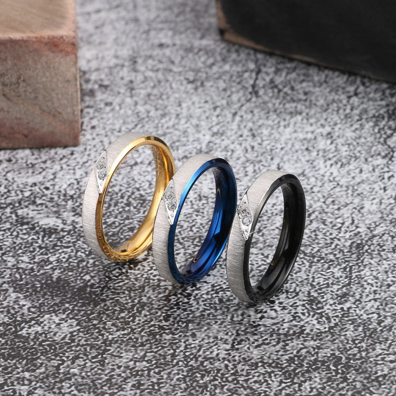Kemstone Brushed Steel Ring for Men – 18K Gold & Crystals Accent, Gothic Minimalist Power Band KR46939-K