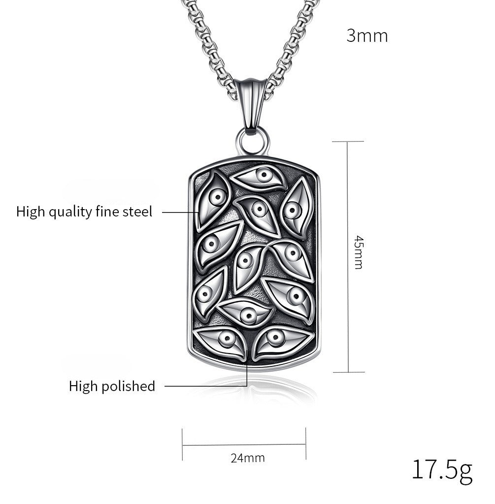 Kemstone Men’s Stainless Steel Necklace – Vintage All-Seeing Eye Pendant K-PT422