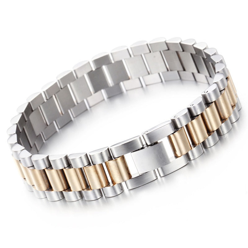 Kemstone Men's Stainless Steel Watchband Bracelet – Adjustable Geometric Hexagon Mesh Design