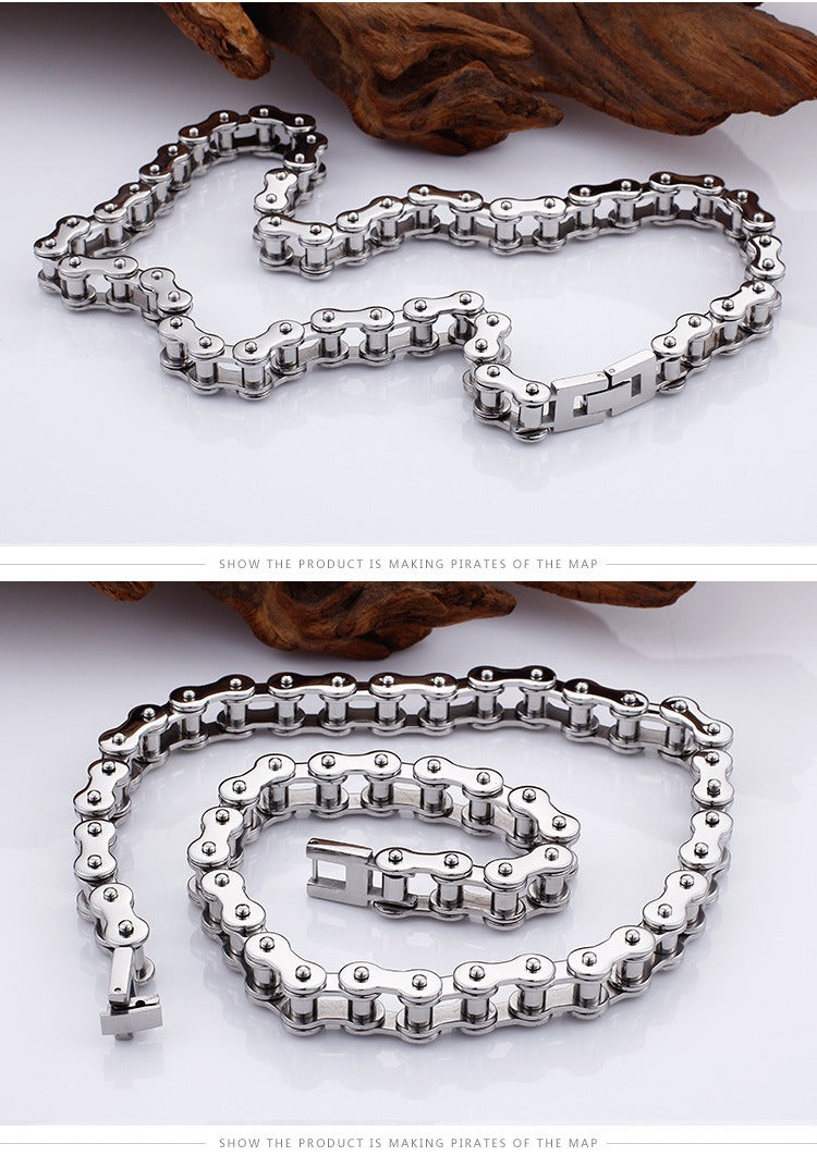 Kemstone Titanium Steel Bike Chain Necklace – Urban Style Cycling-Inspired Jewelry KN31603-K