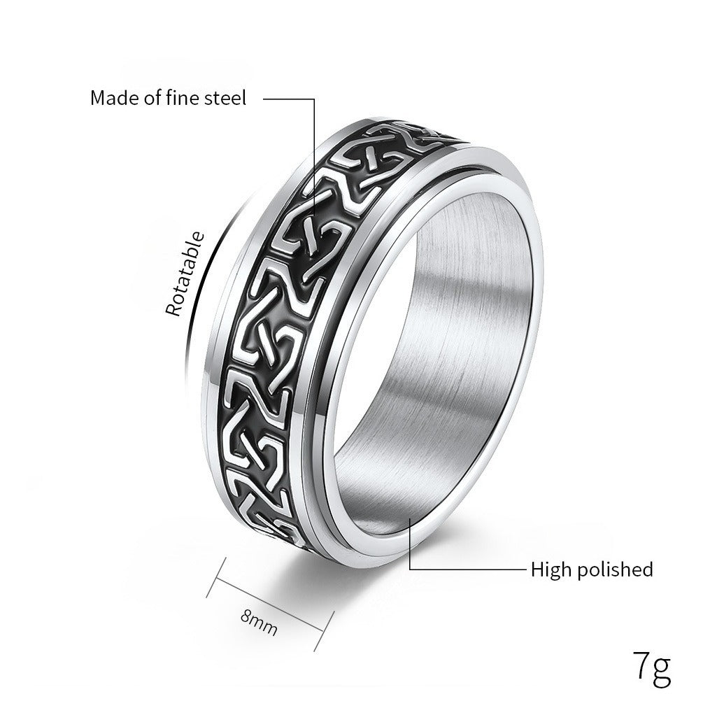 Kemstone Stainless Steel Celtic Knot Spinner Ring – Wedding & Couple Band K-R615