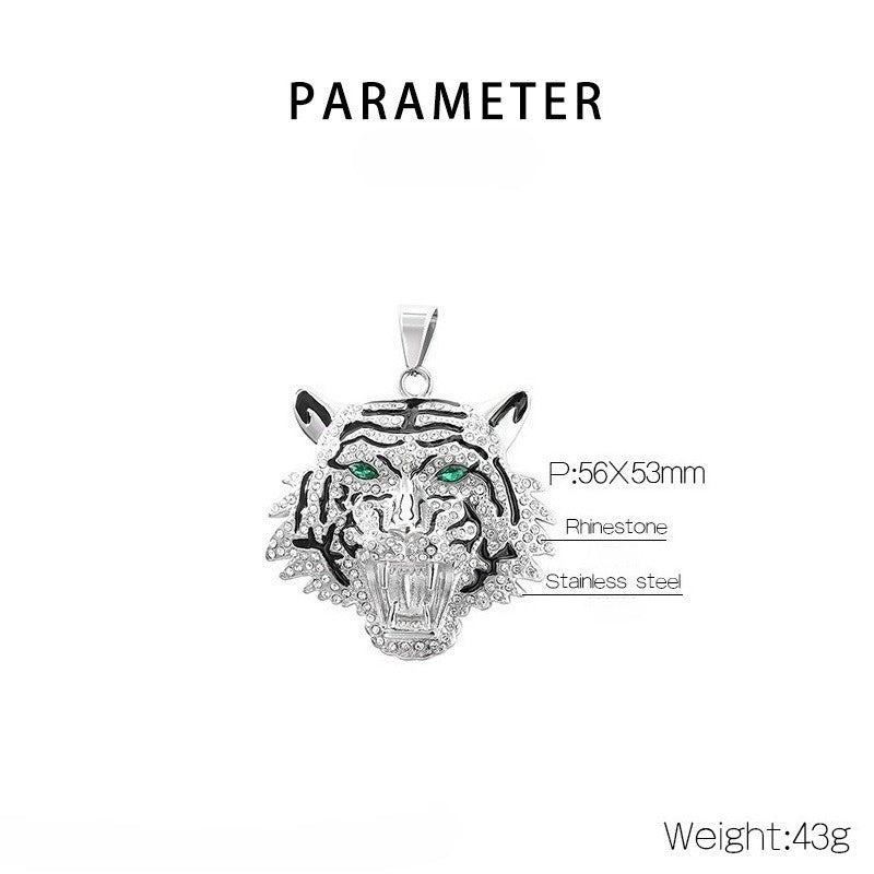 Kemstone Men’s Titanium Steel Tiger Pendant Necklace – Iced-Out Hip Hop Jewelry KP116390-MZOZ