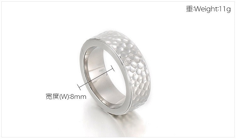 Kemstone Vintage Hammered Titanium Steel Ring for Men β Punk Matte Black or Silver KR92126-K
