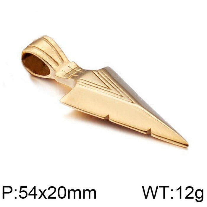 Kemstone Men’s Stainless Steel Arrowhead Necklace – Triangle Vintage Jewelry, Gold/Silver/Black KP79565-K