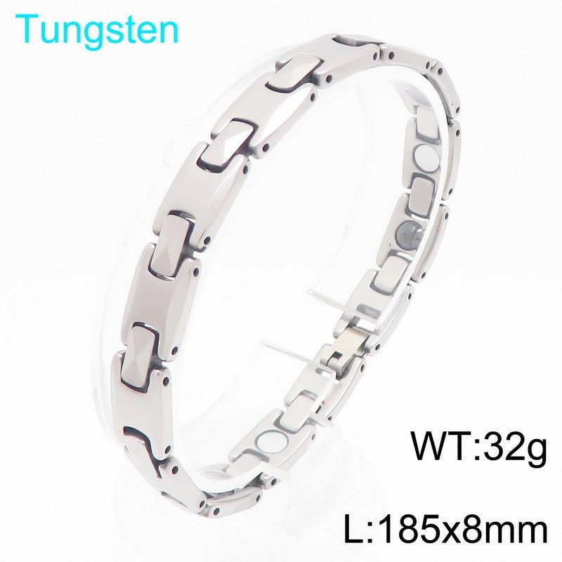 Kemstone Men’s Tungsten Steel Magnetic Germanium Bracelet – 8mm Link Chain KB208921-JI
