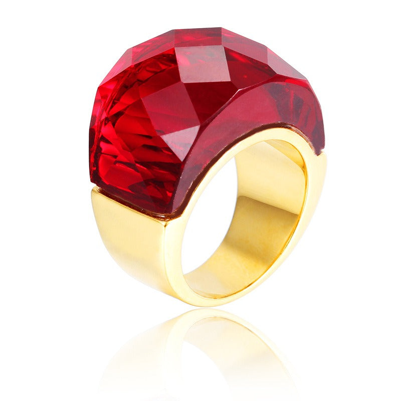 Anillo de oro de 18 quilates con baño electrolítico al vacío de Kemstone y cristal multicolor, diseño de estética simplificada KR31887-K