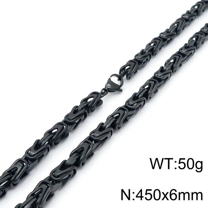 Kemstone Men’s V-Byzantine Stainless Steel Chain Set – Bold Hip Hop Link Necklace & Bracelet, 20–50cm KS141151-Z