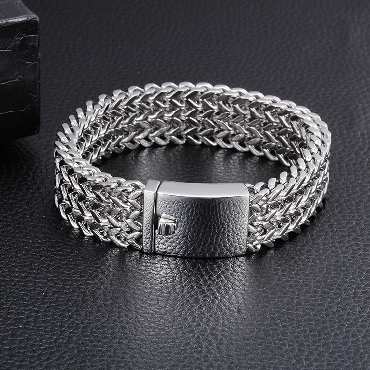 Men’s Stainless Steel Dragon Chain Bracelet – Norse Gothic Biker Jewelry | 12mm 18mm 30mm KB56409-D
