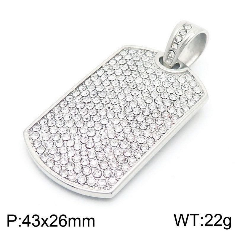 Kemstone Men's Iced-Out Pendant – Full Crystal Cuban Link Stainless Steel KP130506