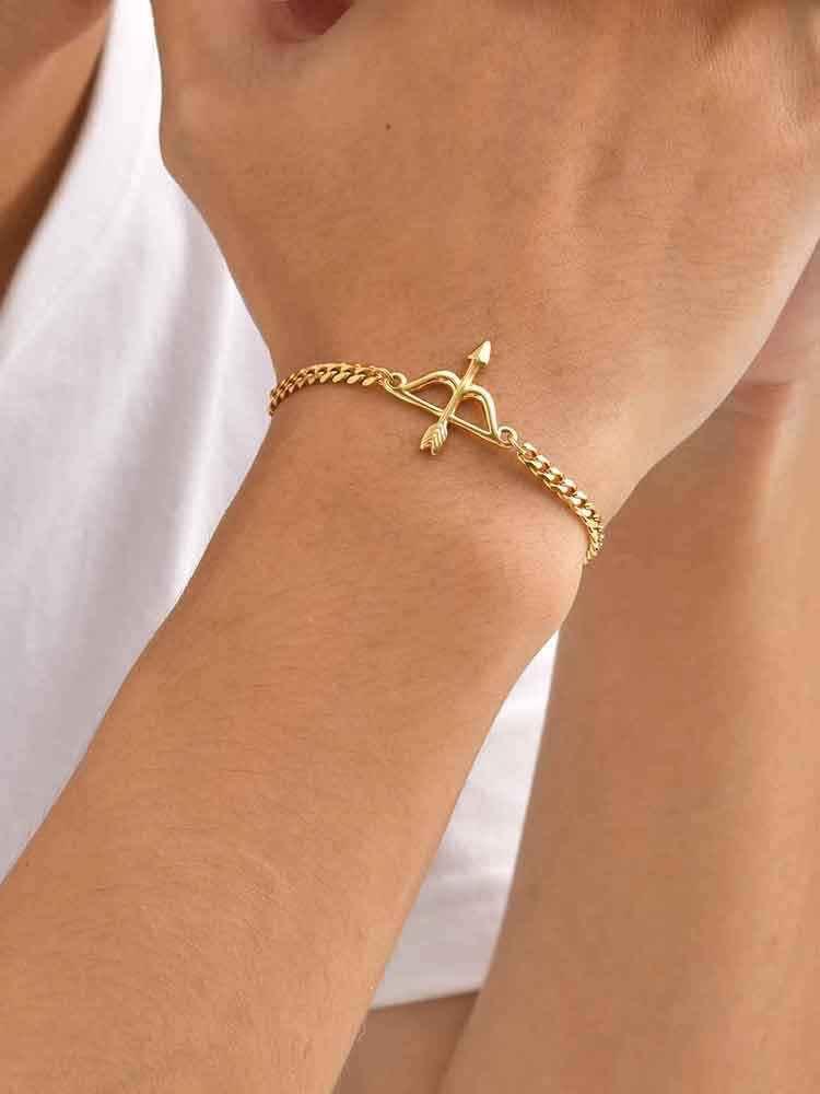 Kemstone Archer Bracelet – Stainless Steel Bow & Arrow Chain Jewelry for Men & Women BR-2621