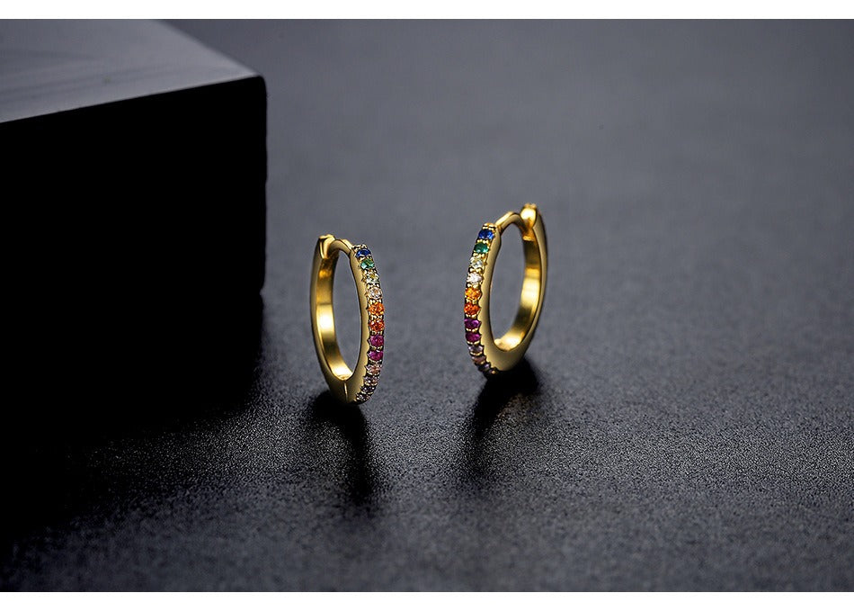 Pendientes minimalistas Kemstone de cobre multicolor para mujer con detalles de circonitas: elegancia para el día a día y un regalo ideal E195600