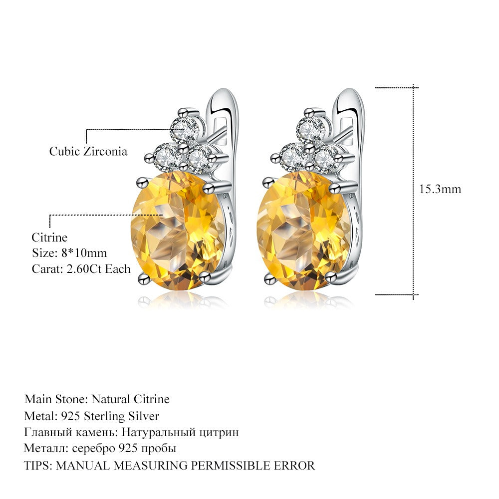 Pendientes colgantes de plata de ley S925 con amatista natural (2,60 ct), topacio azul cielo (3,47 ct) y citrino (2,60 ct) de diseño original, hechos a mano por Kemstone.