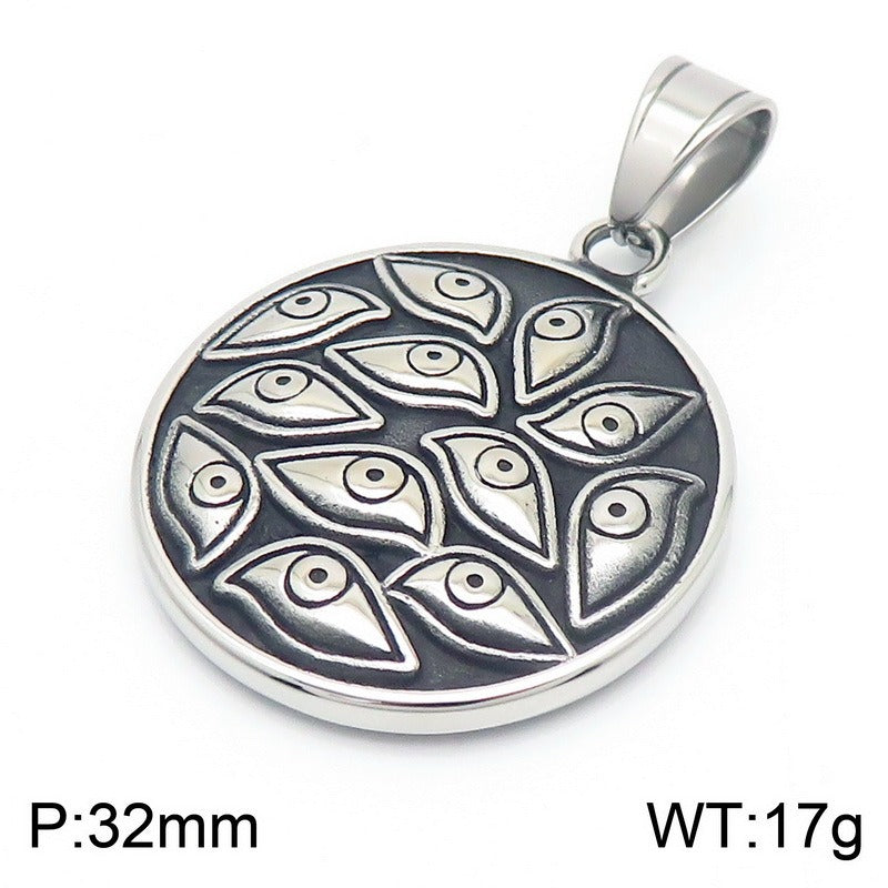 Kemstone Vintage God's Eye Demonic Square Stainless Steel Pendant Necklace – Punk KP130469