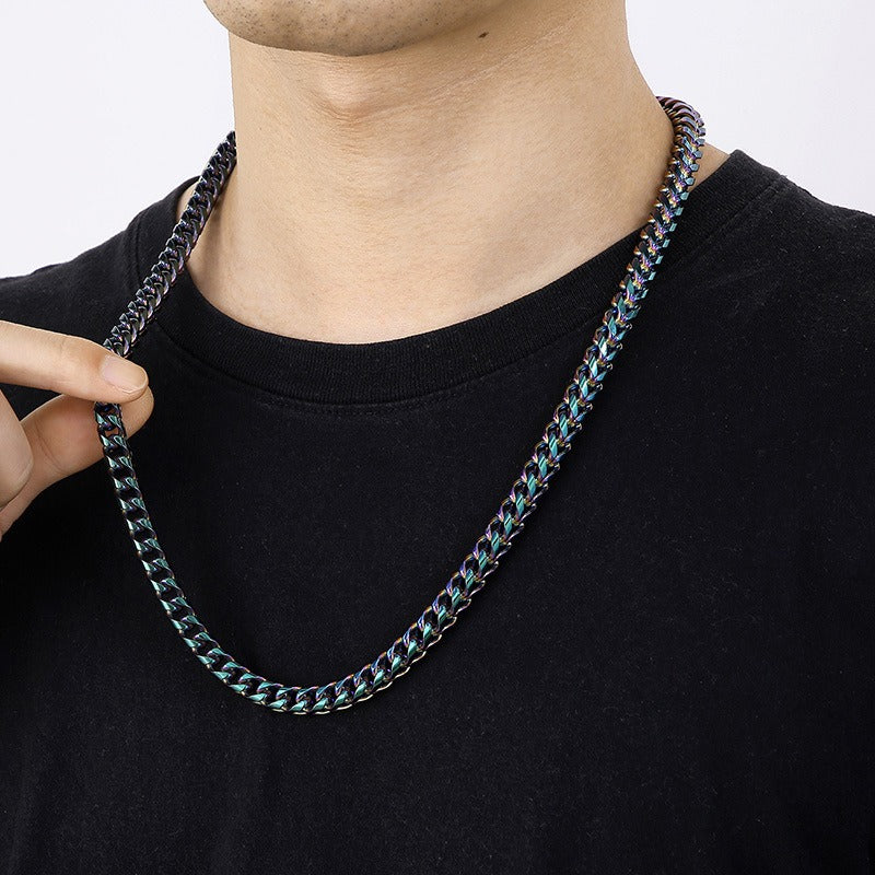 Kemstone Titanium Steel Textured Sphere Chain Necklace – Urban Edge Vacuum Plated Men's Jewelry KN236908