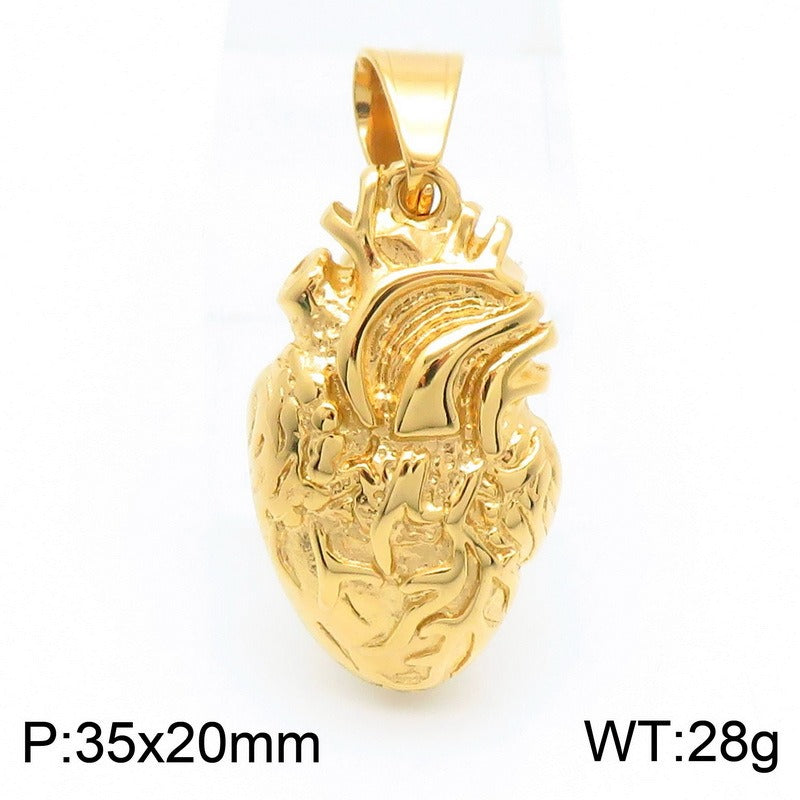 Kemstone Anatomical Heart Pendant – 18K Vacuum Plated Stainless Steel Gothic Power Symbol KP130473