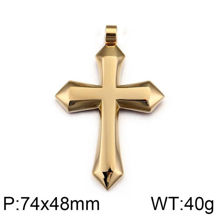 Kemstone Titanium Steel Cross Pendant Necklace – Urban Minimalist Chain for Men’s Streetwear & Gothic Style KP58578-BD