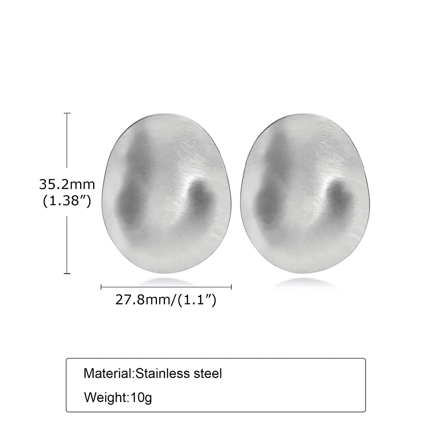 Brushed Stainless Steel Stud Earrings – Irregular Bold Design | Retro Power Form ES-399