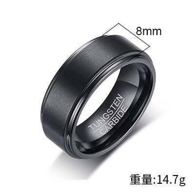 Anello in acciaio al tungsteno Kemstone da uomo - Moderno anello minimalista unisex nero opaco/blu acciaio/grigio satinato | Gioiello resistente e antigraffio TCR-015