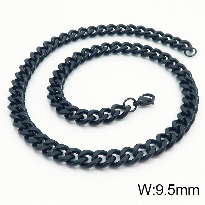 Kemstone Men’s Stainless Steel Curb Chain Necklace – 3-9.5mm Width, 45-50cm, Minimalist Street Armor KN93473-Z