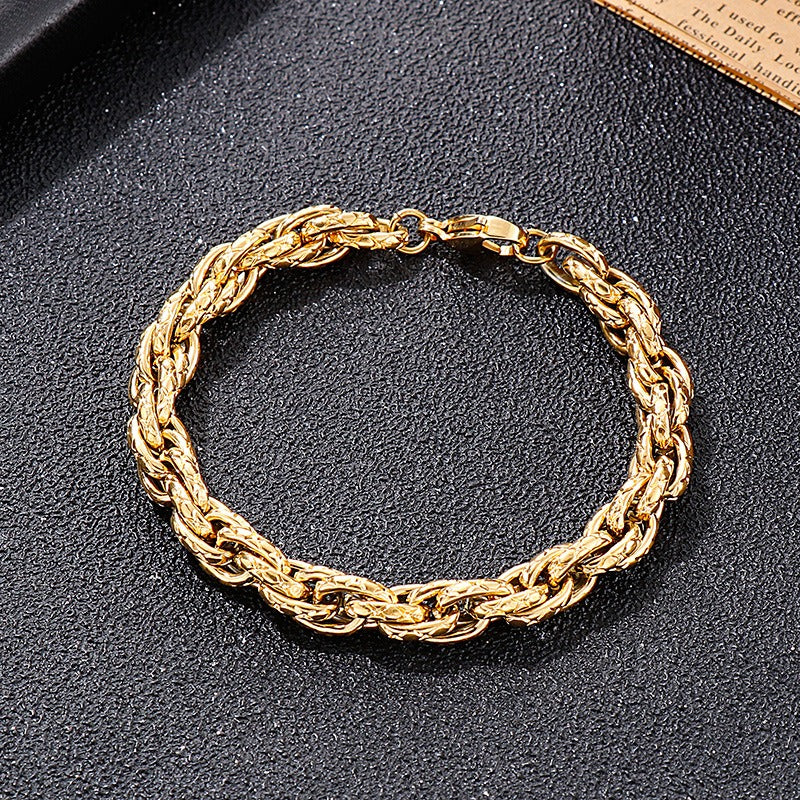 Kemstone Heavy Rope Twist Stainless Steel Chain – Bold Hip-Hop Men’s Necklace & Bracelet KS138928-Z
