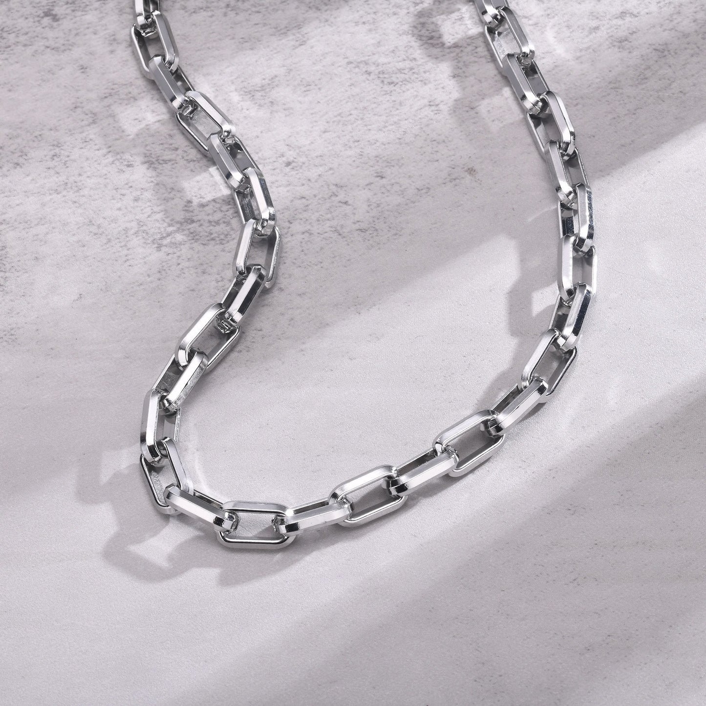 Heavy-Duty Stainless Steel Rectangle Chain Necklace for Men – 9.2mm Street Style, Viking Goth Vibe NC-1608