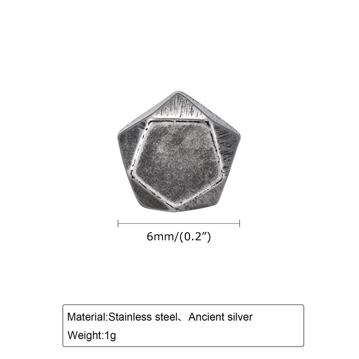 Pendiente geométrico Kemstone de acero inoxidable - Accesorios retro de hip-hop para hombre, gris, ES-530