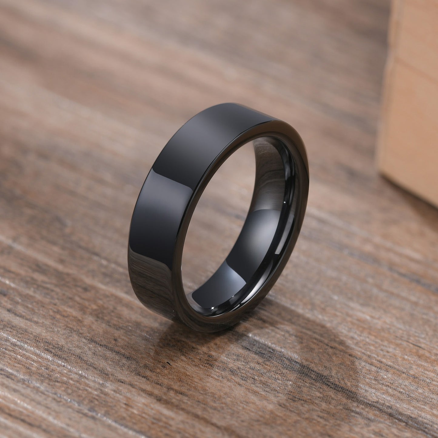 Kemstone Ceramic Ring – Matte Black & White Slim Hip-Hop Finger Accessory for Men R593