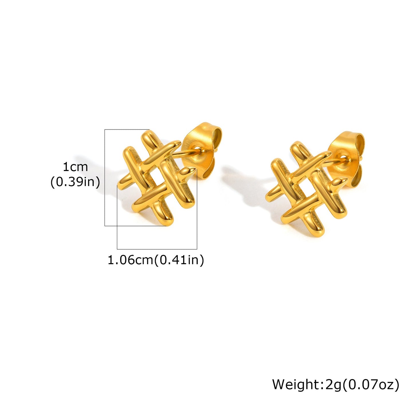 Kemstone Stainless Steel Mini Grid Stud Earrings – For Men & Women Gold, Silver, Black ES-665