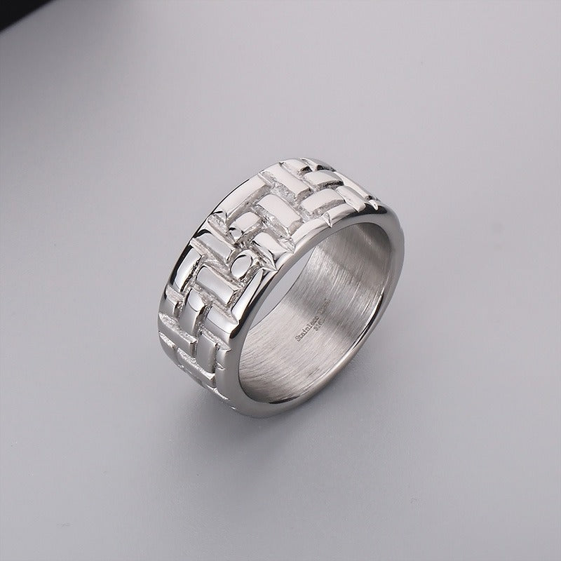 Kemstone Stainless Steel Minimalist Ring – Geometric Circle Band for Men | Urban Gothic Streetwear Style KR107928-KJX